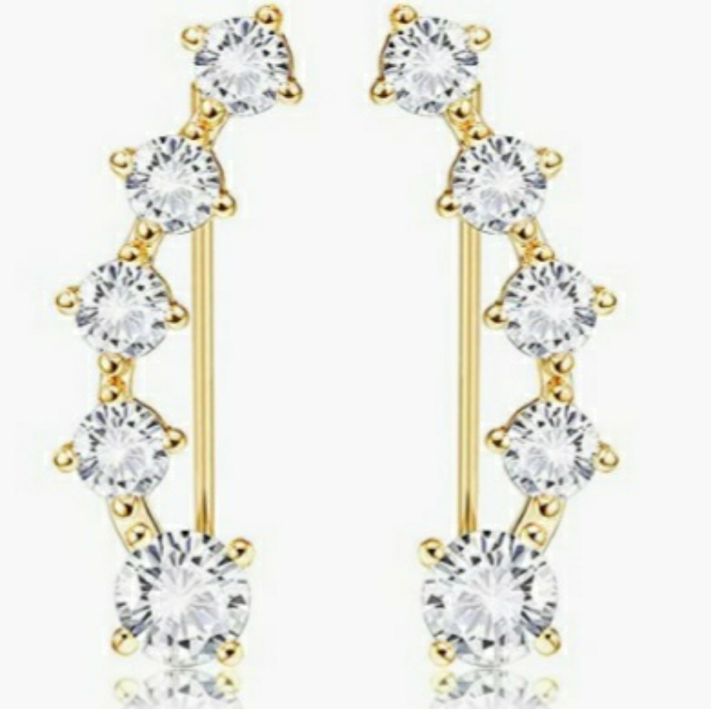 Gold tone hypoallergenic cubic zirconia ar crawler